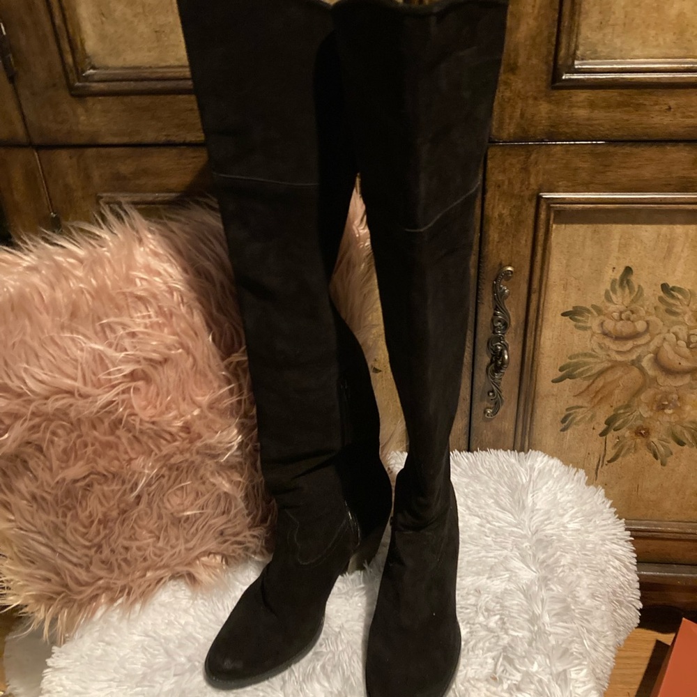 Over the knee suede boots